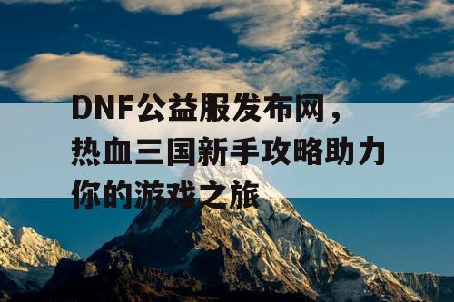 DNF公益服发布网，热血三国新手攻略助力你的游戏之旅