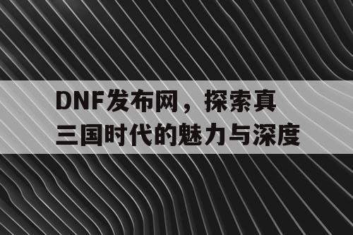 DNF发布网，探索真三国时代的魅力与深度