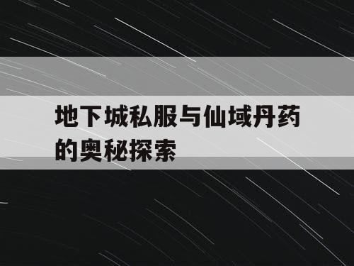 地下城私服与仙域丹药的奥秘探索