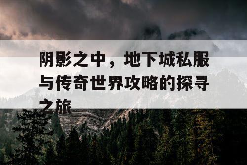 阴影之中，地下城私服与传奇世界攻略的探寻之旅